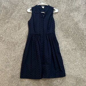 J Crew Cotton Preppy Navy Eyelet Sundress GUC size S